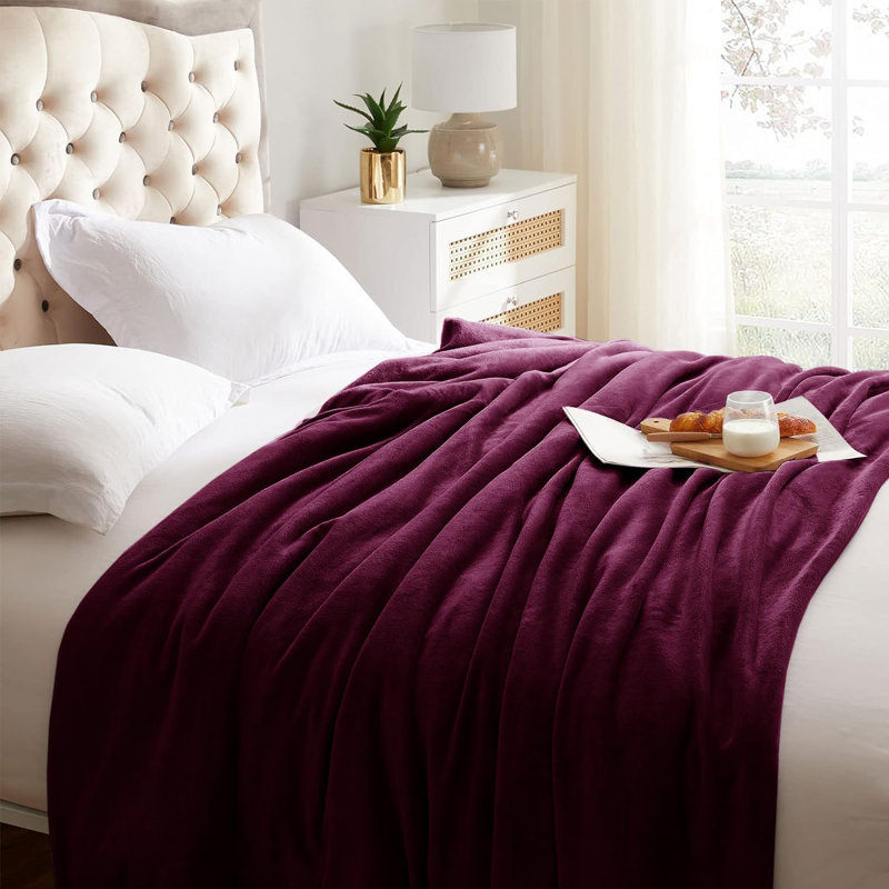 Abiram Plain Weave / Muslin Throw Blanket, Aubergine, 240cm x 200cm