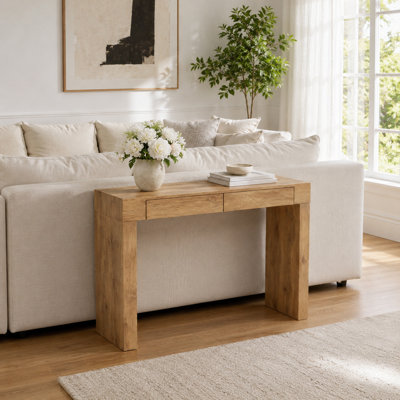 Table de bar 50 po à grain de bois naturel avec 2 tiroirs de rangement, multifonctionnelle pour bureau à domicile