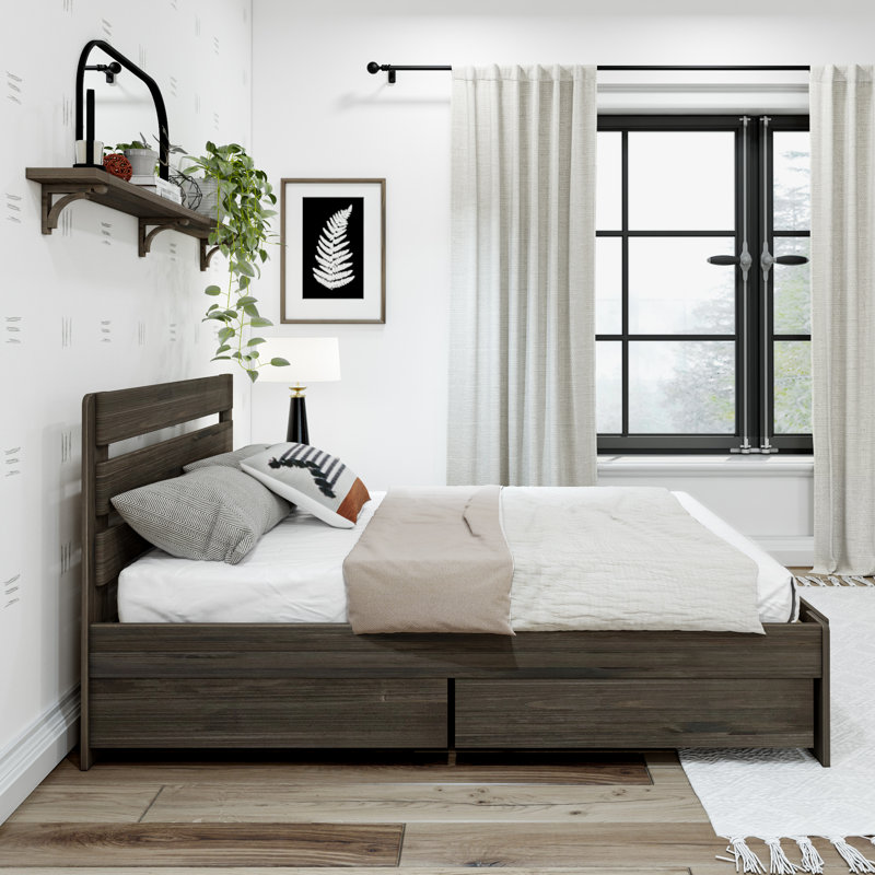 Irma Solid Wood Platform Storage Bed, Barnwood Brown