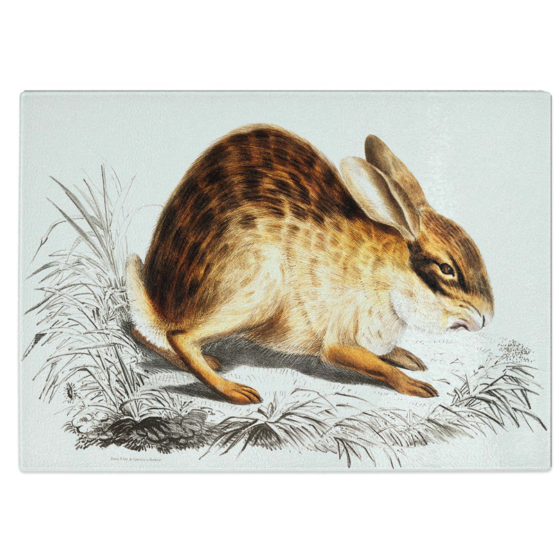 Tempered Glass Chinese Hare Chopping Board, 39 cm W x 28.5 cm L