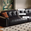Canapé modulaire noir en cuir véritable-647955568