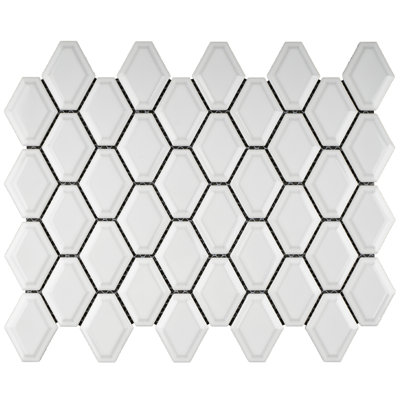 Porcetile 12.8 in. x 9.85 in. Honeycomb Glossy Porcelain Mosaic Wall and Floor Tile