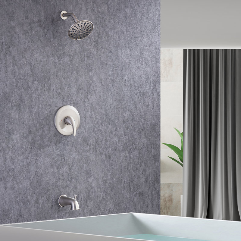 Robinet de baignoire et de douche à inverseur avec valve brute, Nickel brossé