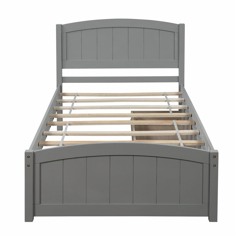 Lit plateforme minimaliste avec deux tiroirs pour une chambre à coucher élégante, Grey