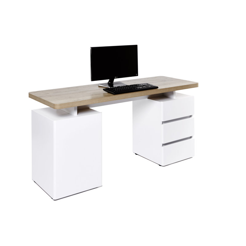 Cuuba Computer Desk, White/Riviera Oak