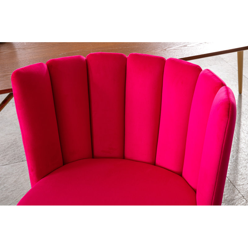Chaises de salle à manger rembourrées en velours Chele , Velours rose