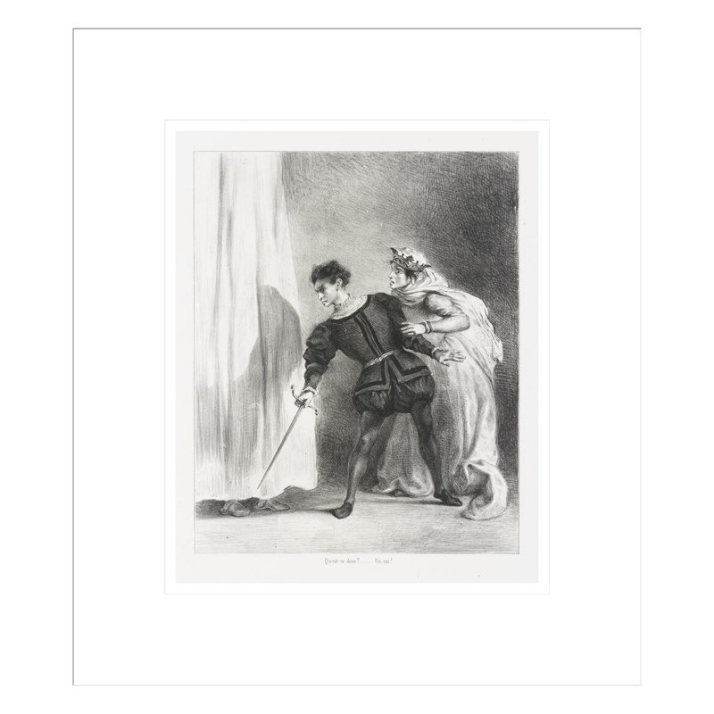 Le Meurtre de Polonius (Act. III. Sc. IV) de Shakespeare’s Hamlet par Eugène Delacroix, impression giclée sur cadre