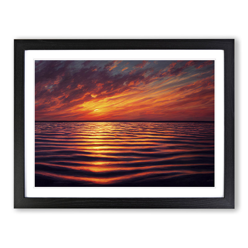XH1022-8622X Sunset Seascape Vol.4 - Single Picture Frame Print, 46cm H x 64cm W, Black