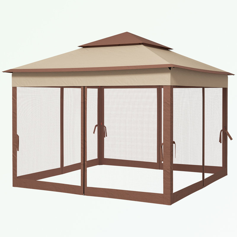 Pavillon de jardin extérieur en métal avec filet amovible