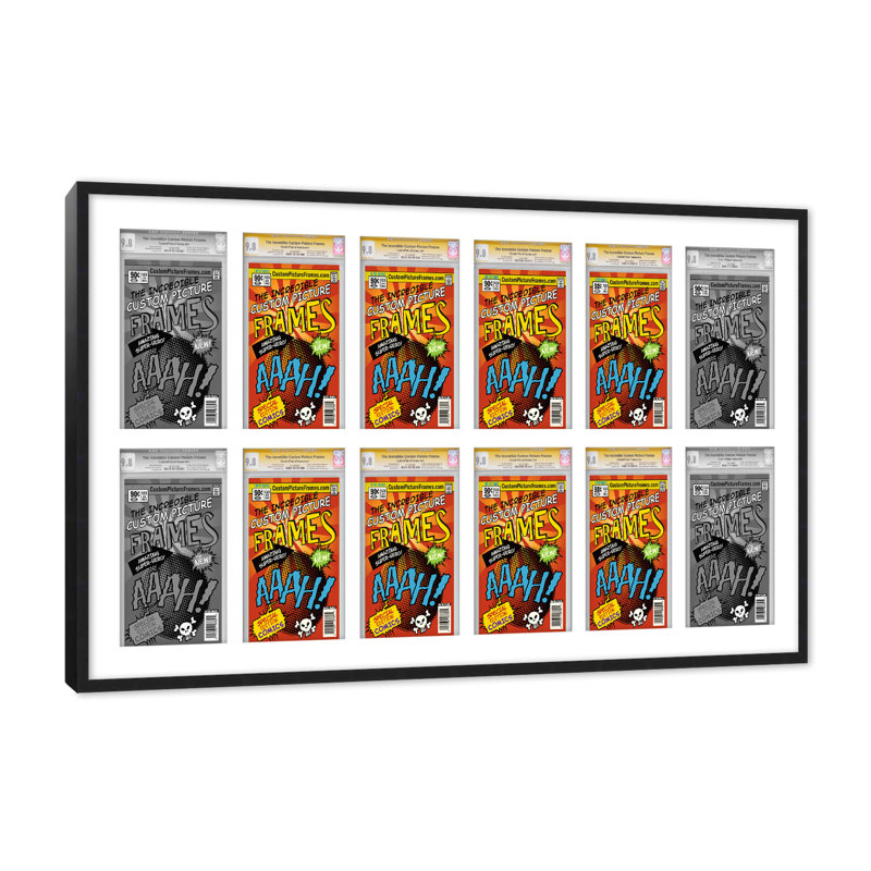 Wood Picture Frame with Mat, 8.125" x 13", White/Black