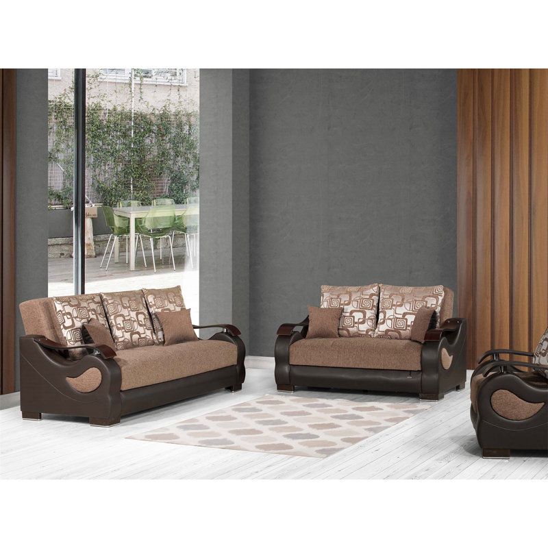 Collection Upholstered Convertible Loveseat with Storage, Ideal for Comfortable Gatherings and Space - Saving in Various Living Environments.
