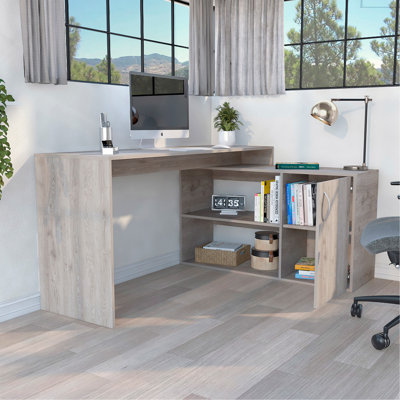 Bureau en L Desti, bureau, gris clair