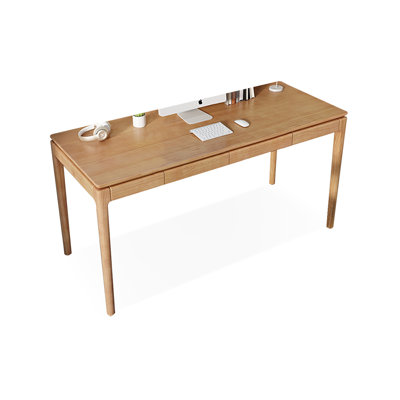 Bureau rectangulaire brun en bois massif
