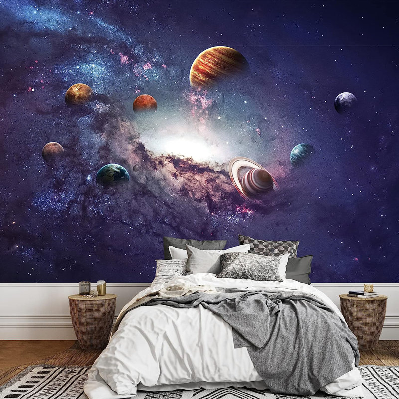 Planet In Outer Space Galaxy Peel & Stick Border, 66" L x 96" W