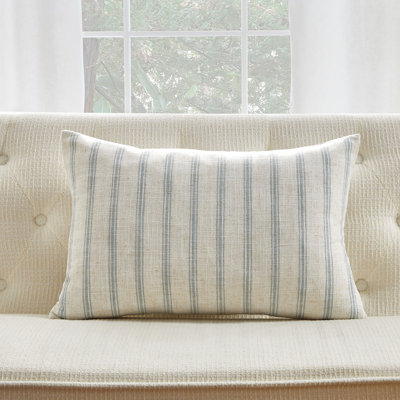 Housse de coussin réversible en lin rayé French Stripe