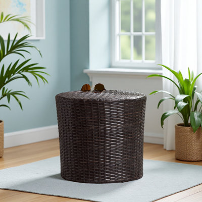 Barrel Side Table, Outdoor Wicker End Table