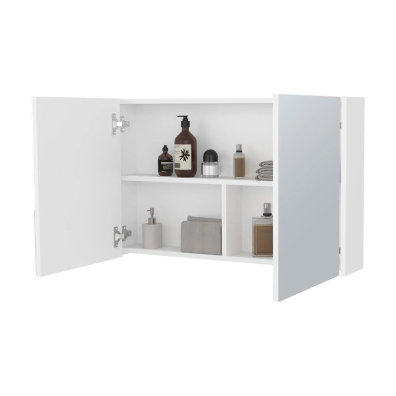 Armoire à pharmacie blanche avec miroirs inclus et 2 portes, Blanc
