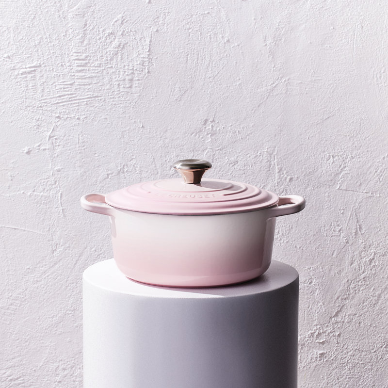 Le Creuset Cast Iron Round Casserole, 24cm / 4.2L, Shell Pink