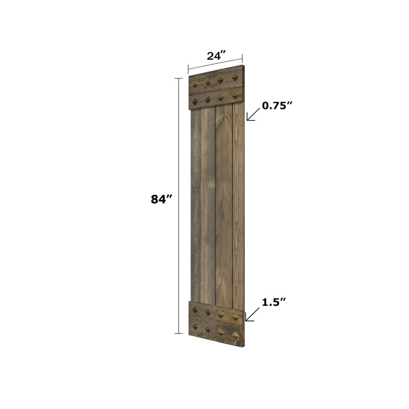 Porte de grange à panneaux et en bois avec quincaillerie d'installation, 48 po x 84 po, Tonneau vieilli