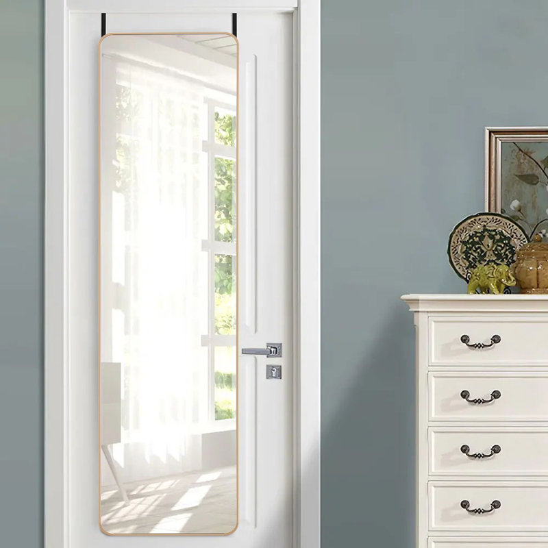 Maely Aluminum Rectangle Mirror, Gold, 147" x 37"