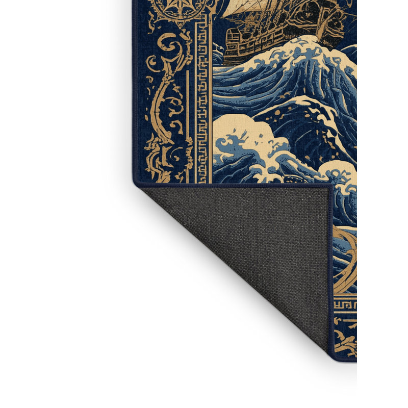 Tapis oriental bleu moelleux moelleux en duvet de pirate Dunleavy, 8 x 10