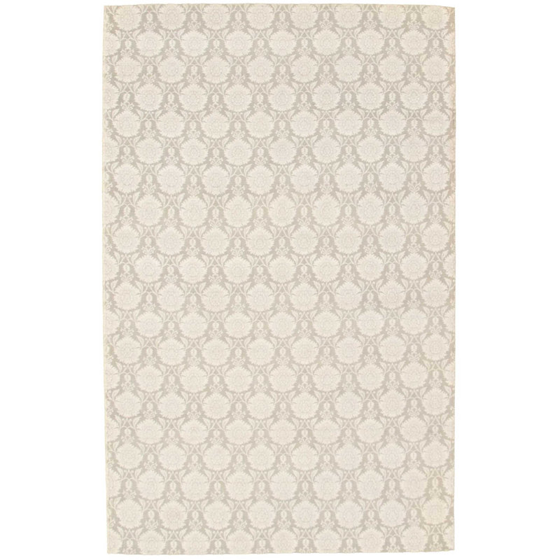 Tapis de zone beige noué la à la main floral Wagenen