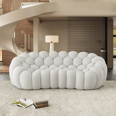 Cenie Modern Upholstered Boneless Arc-Shaped 3D Knit Fabric Sofa, No Assembly Required(3 Seat)