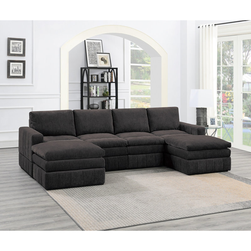 Modulaire moderne modulaire de salon 6 pièces - 2 x un fauteuil, sans accoudoirs en suède vison, meubles