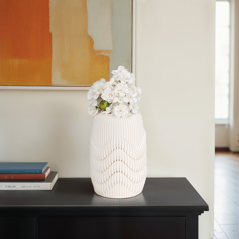 Alaina Handmade Stoneware Table Vase, 12" H x 8" W x 8" D