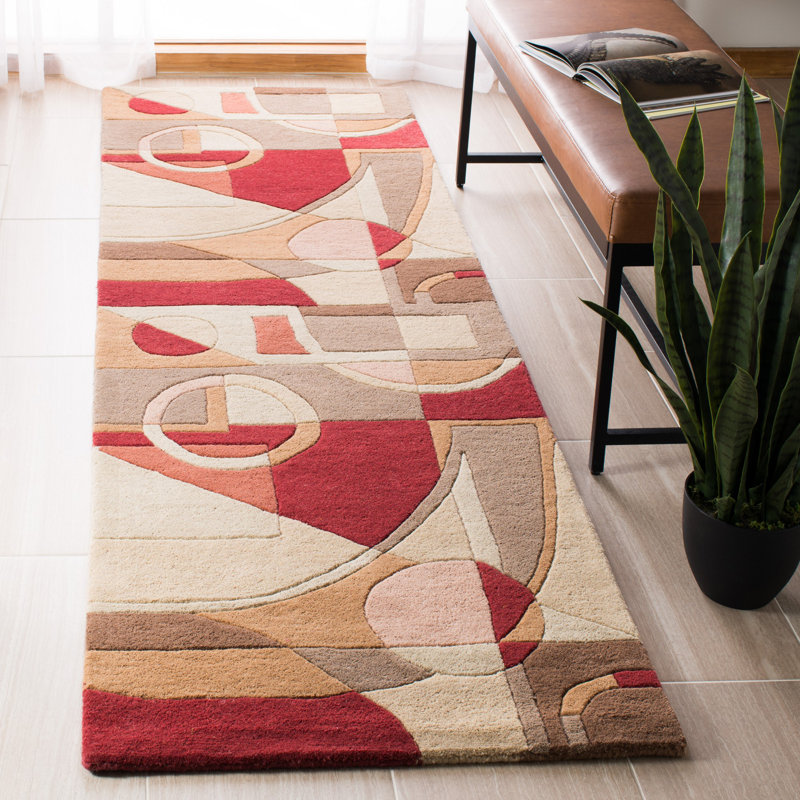 Tapis en laine touffeté à la main Bertien, Tapis de couloir 2 pi 6 po x 10 pi