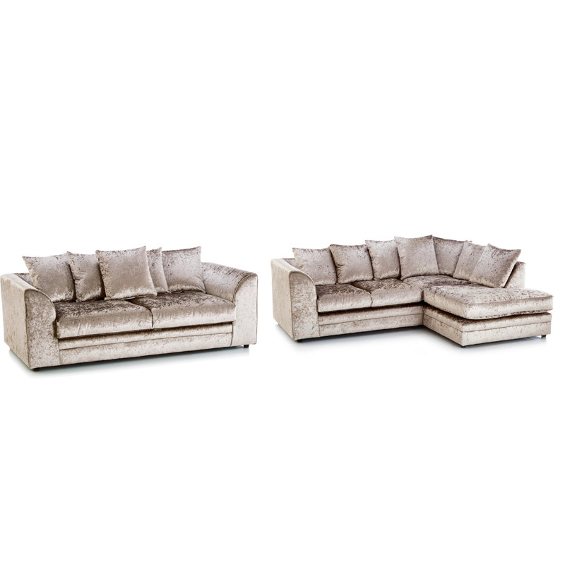 Romelia 2 Piece Velvet Standard Living Room Set, Right Hand Facing, Gold