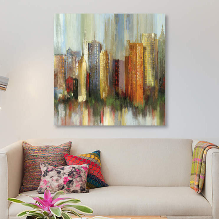 « metropolis ii, square », impression sur toile, H 12 po x l 12 po x P 1,5 po, Toile tendue, Pas de tapis