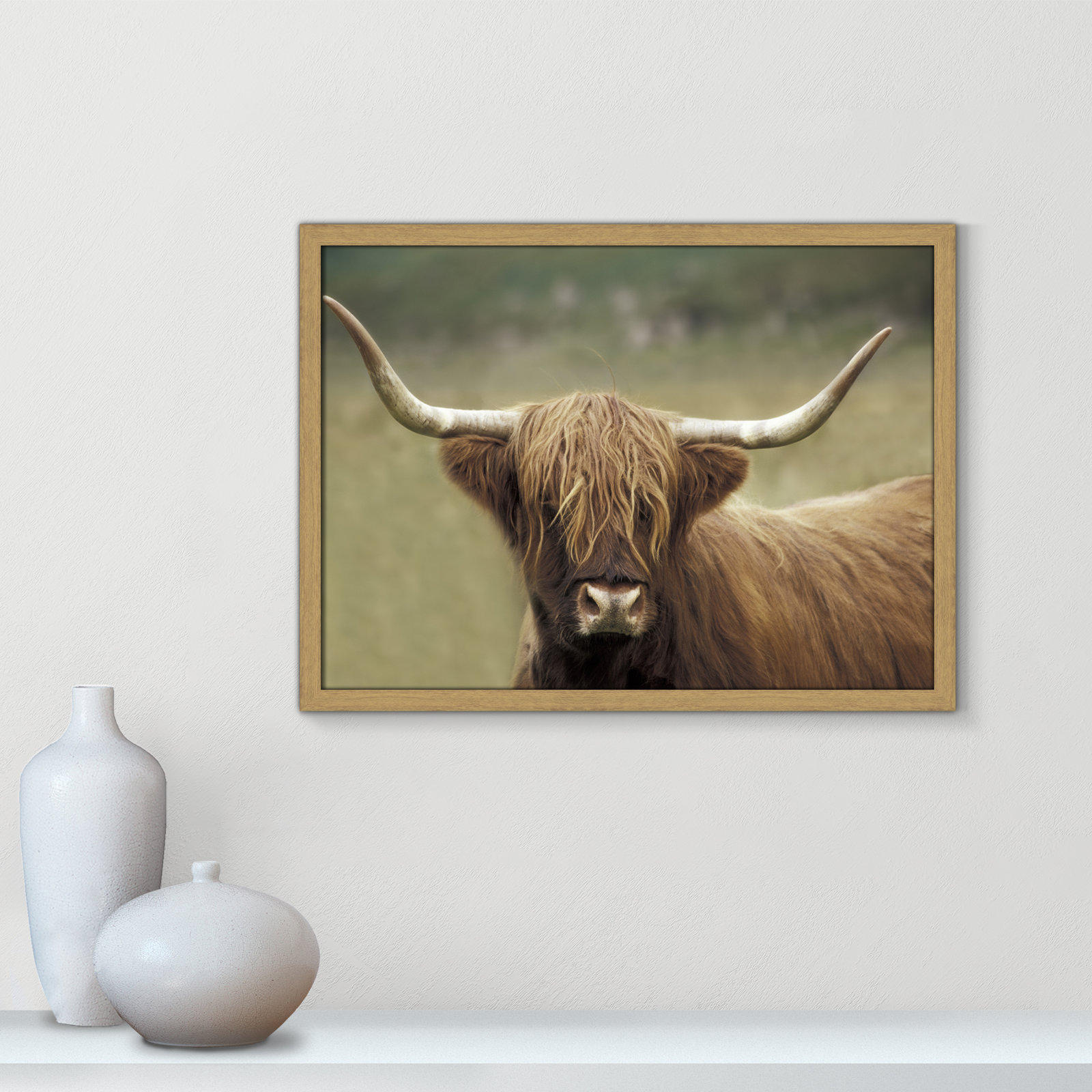 Frederic "Highland Afternoon" Print, 17" H x 23" W x 0.75" D, Natural Wood Grain Framed