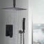 Système de robinet de douche noir mat avec soupape de plafond à pomme de douche de pluie de 12 pouces