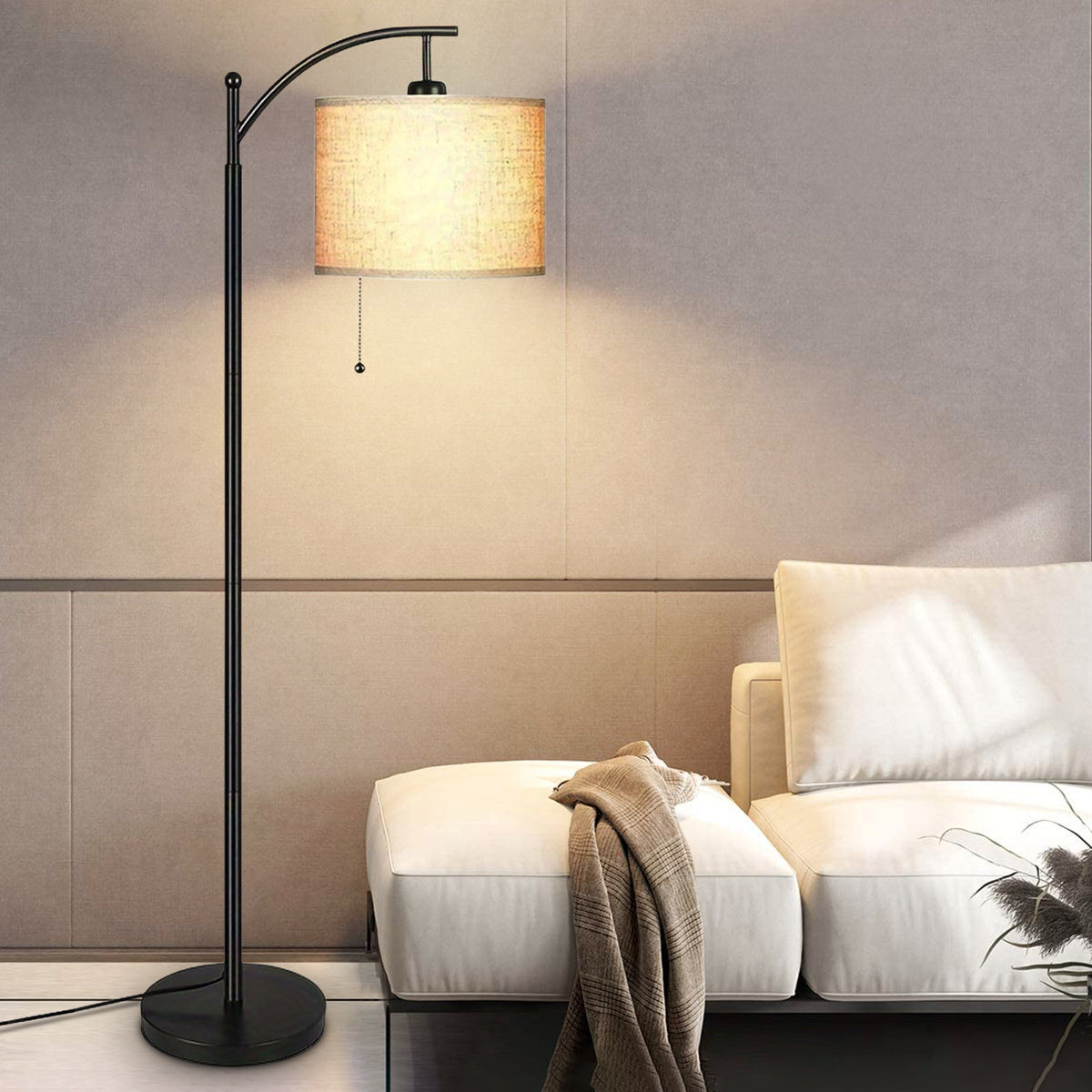 Arched Floor Lamp with Pull Chain, Bulb Included - Decor from Zenvra Home
