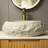 18'' Bathroom Sink, Irregular Oval Resin Vessel Basin With Stone Pattern, Artistic Style Sink, No Faucet-120676341