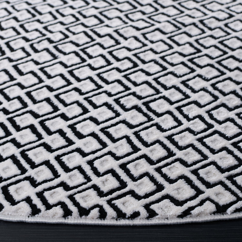 Slate Performance Geometric Rug, Round 6'7"