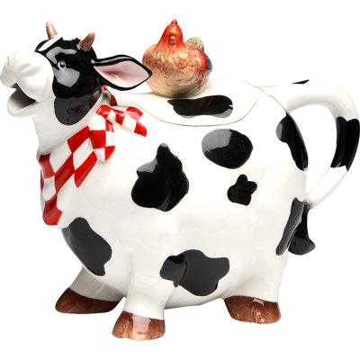 Ceramic Cow Teapot 6 3/4"H