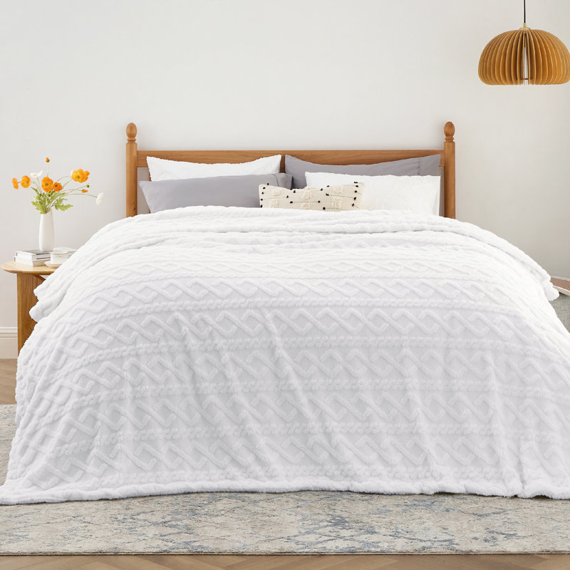 Couvre-lit pour lit Sherpa, Lit simple, Blanc