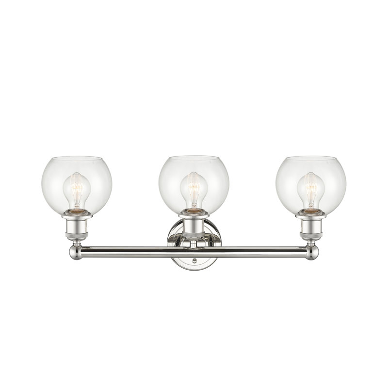 Éclairage pour salle de bain 3 lumières à intensité variable, Transparent, Nickel poli, H 10,63 po x l 24 po x P 7,5 po