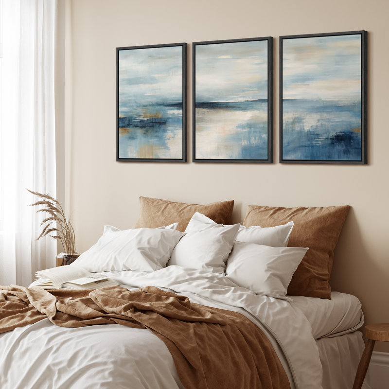 Blue Calm Ocean Beach, H 24 po x l 16 po x P 1,5 po, Noir