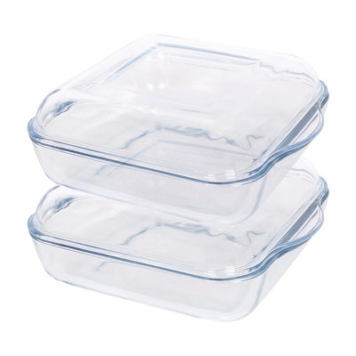 Argon Tableware Square Glass 2 Piece Baker Bakeware Set