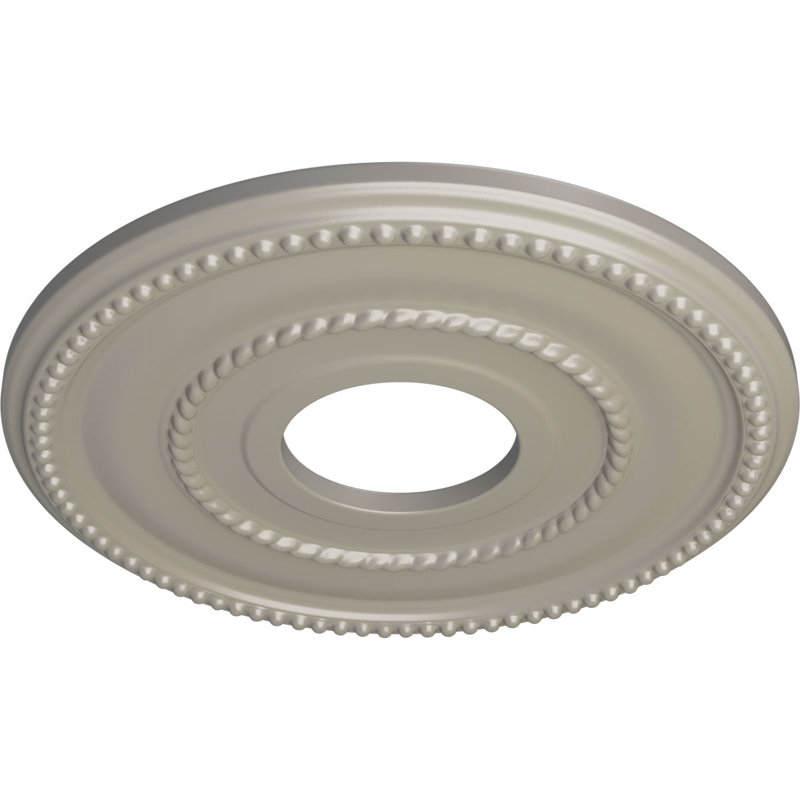 Médaillon de plafond Endurathane Valeriano, DE 12 1/8 po x P 3 5/8 po x P 3/4 po (convient aux auvents jusqu'à 6 1/4 po), fini blanc perle peint à la main