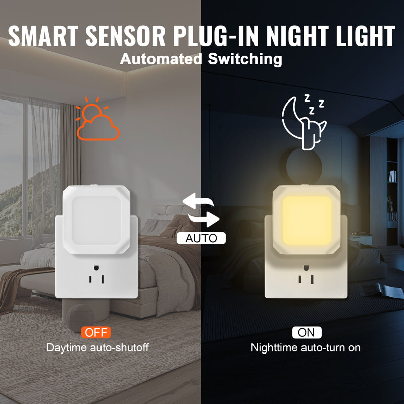 White Polycarbonate LED Night Light with Mobile Control, 2-Pack