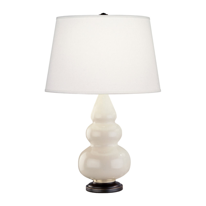 Small Triple Gourd Table Lamp, Bone/Deep Patina Bronze