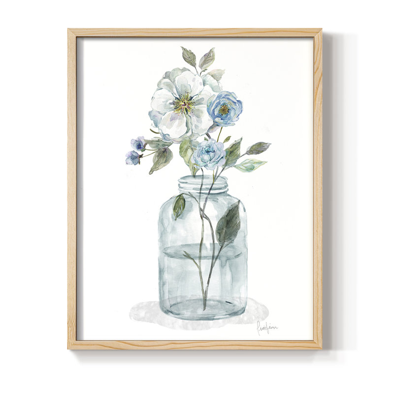 Mason Jar Blues II Framed Print - Solid Wood, Naturel, H 11 po x l 9 po