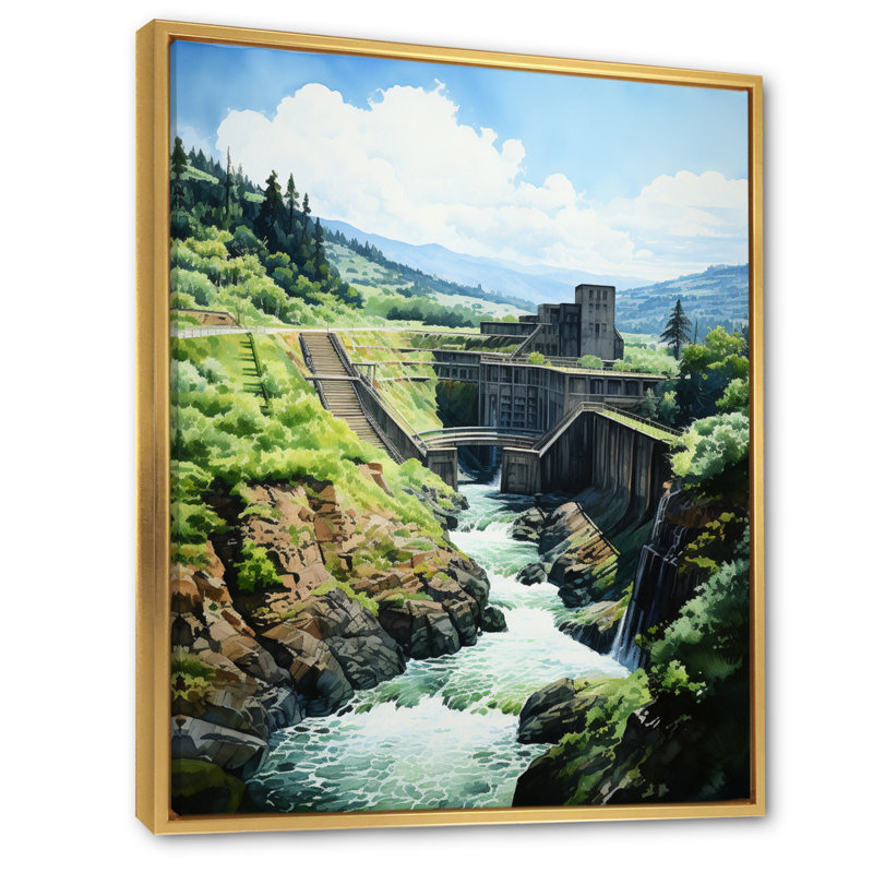 Dam Dampress Heights Pointillism II - Dams Wall Decor, H 44 po x l 34 po x P 1,5 po, Cadre flottant doré