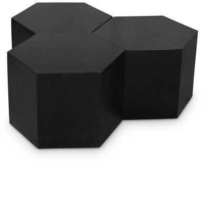 3 tables de bout en bois massif Hortensa