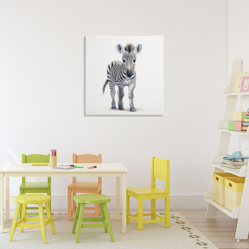 Friendly Zebra Foal Canvas, design by Ray Powers, 24" H x 24" W