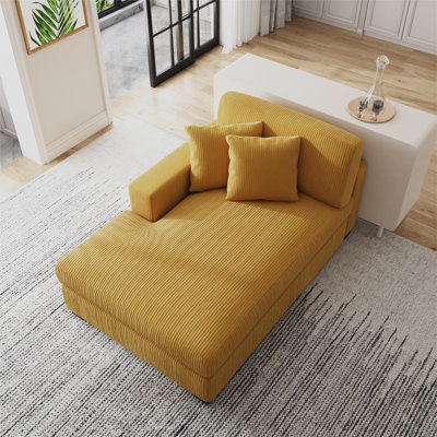 Chaise longue moderne rembourrée avec deux coussins et pieds en bois massif l 42,2 po Yalisa